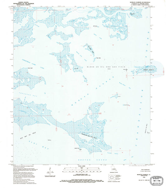 Classic USGS Morgan Harbor Louisiana 7.5'x7.5' Topo Map Image
