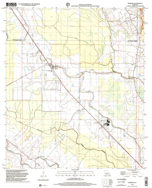 Classic USGS Morrow Louisiana 7.5'x7.5' Topo Map Image