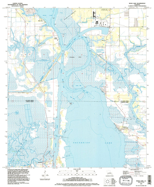 Classic USGS Moss Lake Louisiana 7.5'x7.5' Topo Map Image