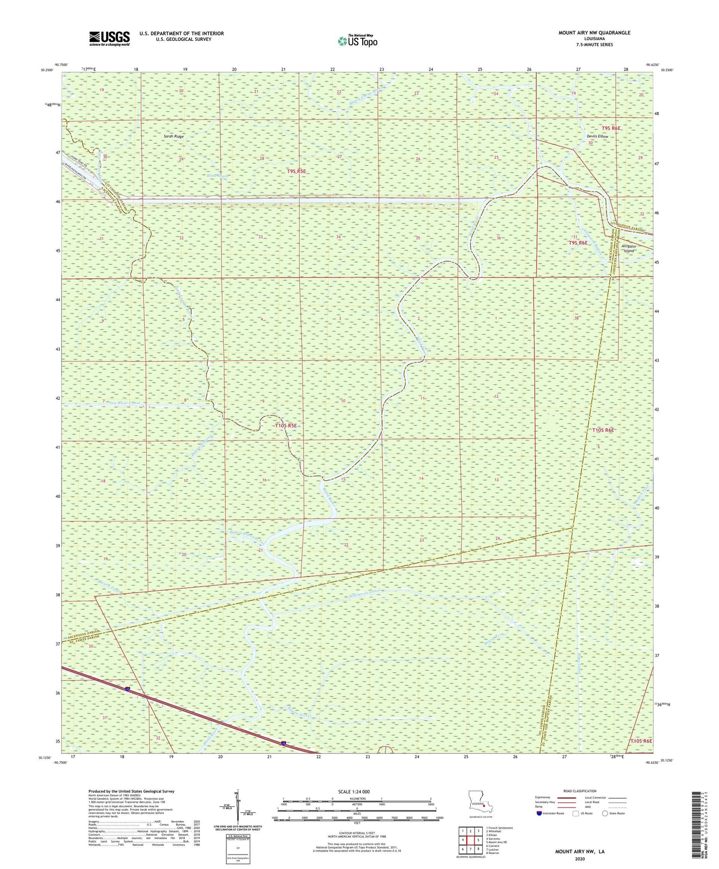 Mount Airy NW Louisiana US Topo Map Image