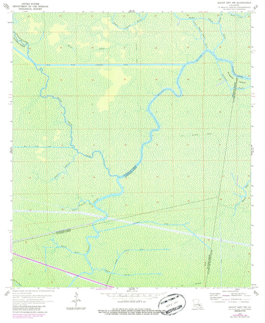 Classic USGS Mount Airy NW Louisiana 7.5'x7.5' Topo Map Image
