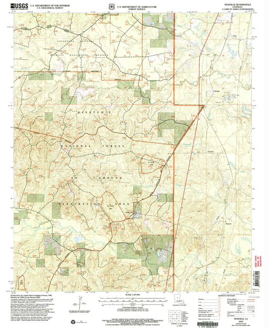Classic USGS Mudville Louisiana 7.5'x7.5' Topo Map Image