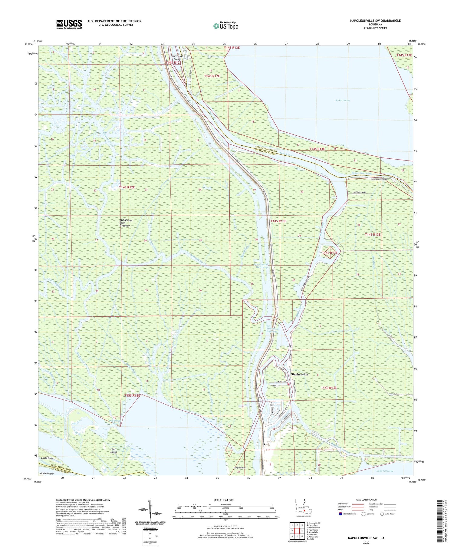 Napoleonville SW Louisiana US Topo Map Image