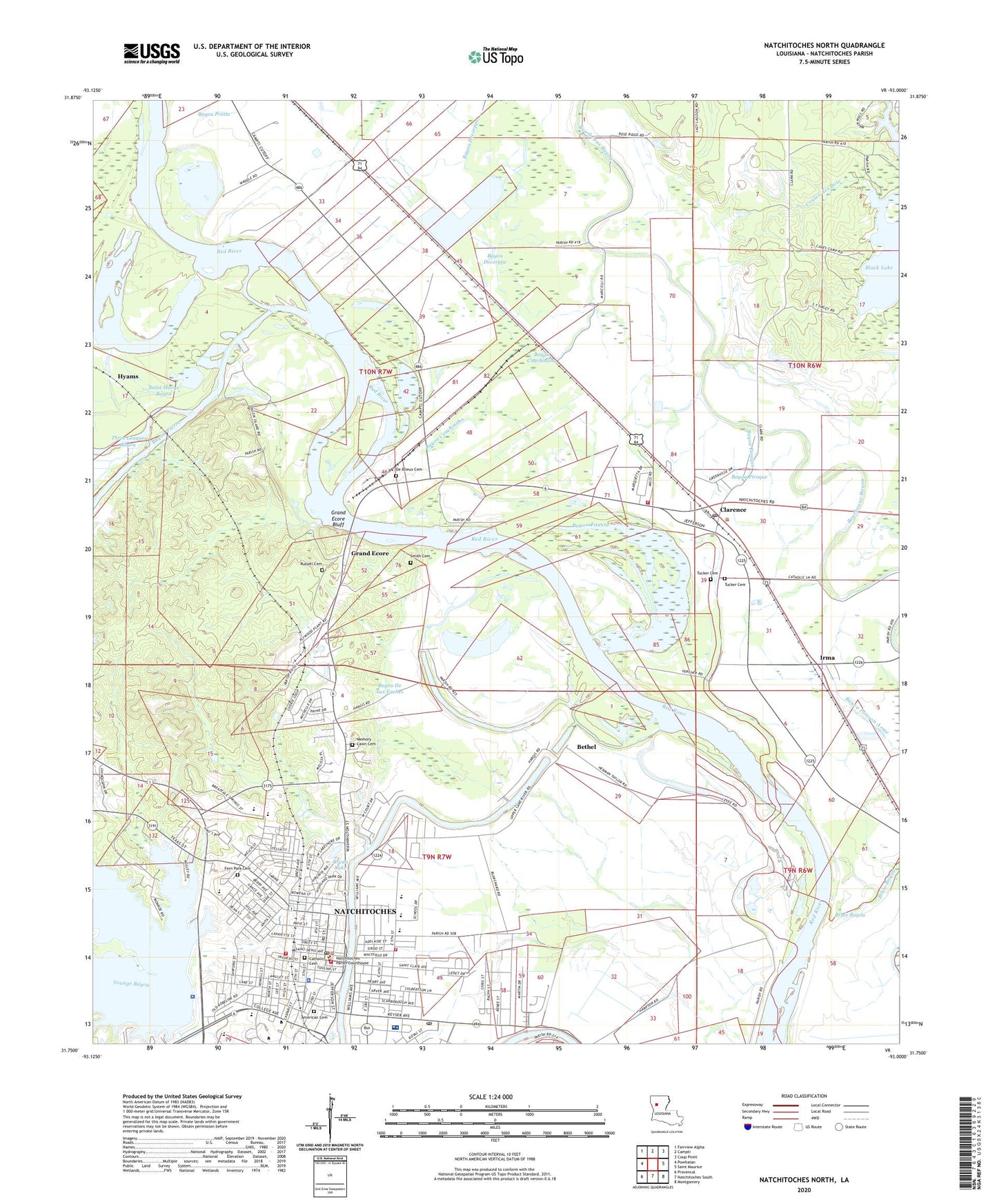 Natchitoches North Louisiana US Topo Map Image