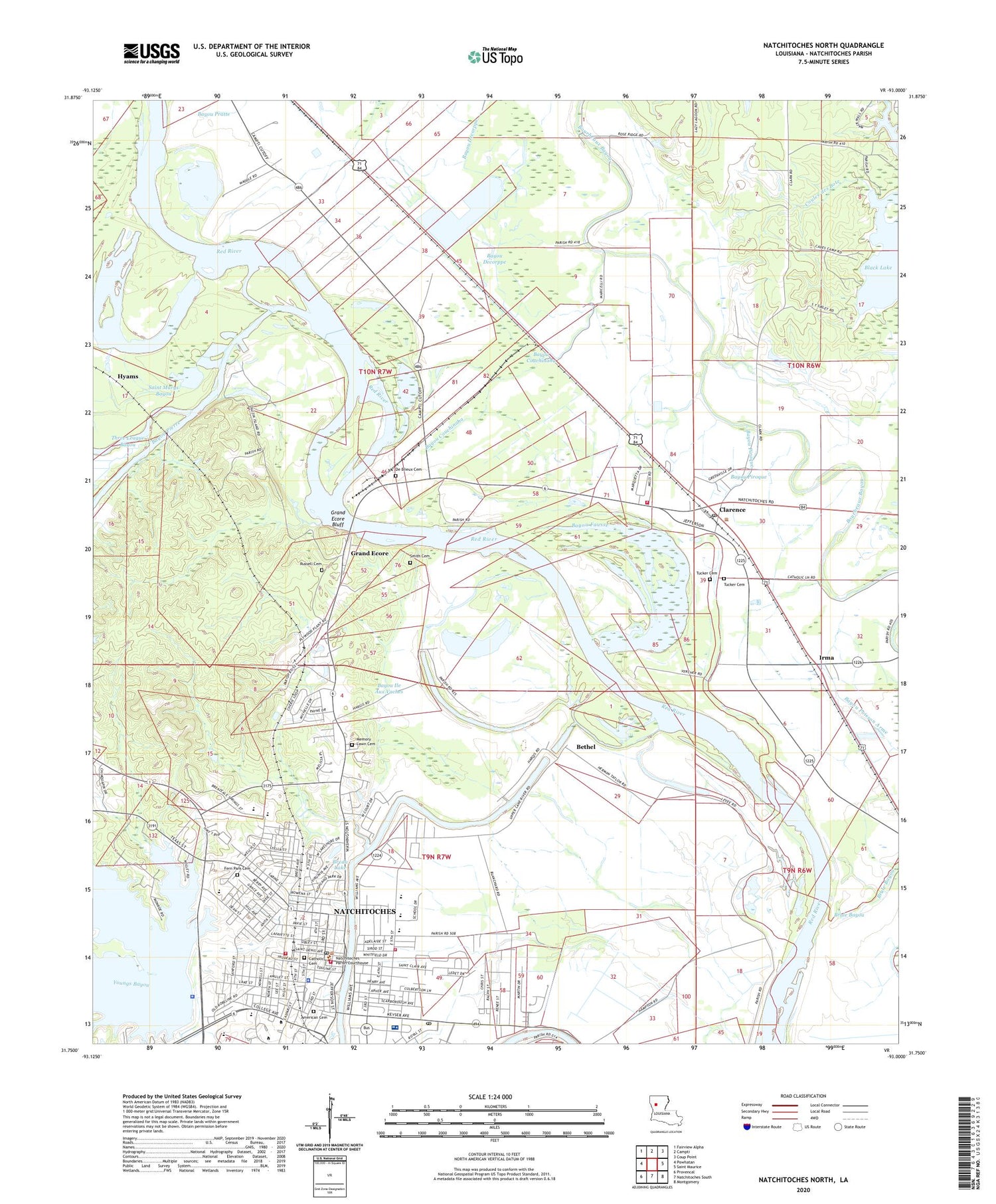 Natchitoches North Louisiana US Topo Map Image