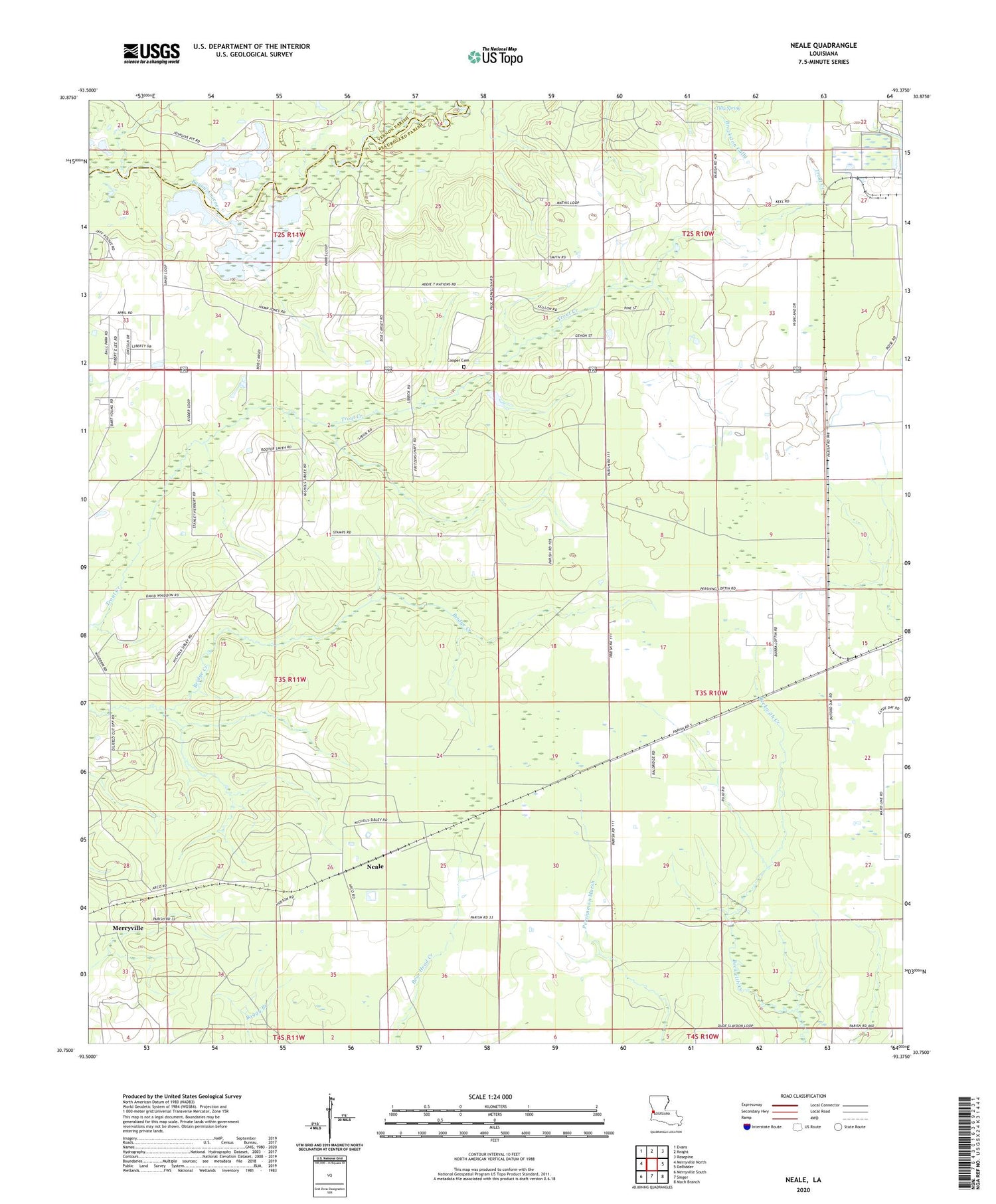 Neale Louisiana US Topo Map Image
