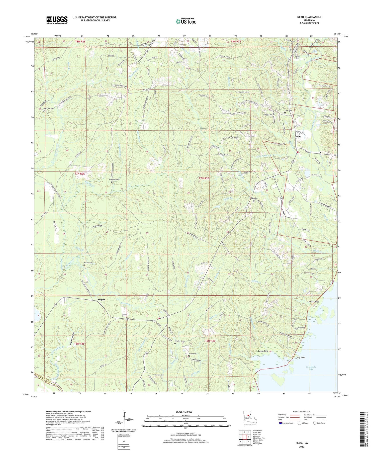 Nebo Louisiana US Topo Map Image