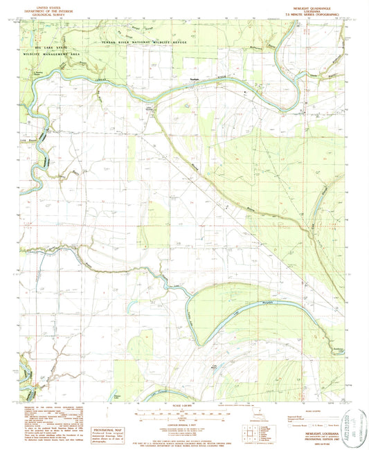 Classic USGS Newlight Louisiana 7.5'x7.5' Topo Map Image