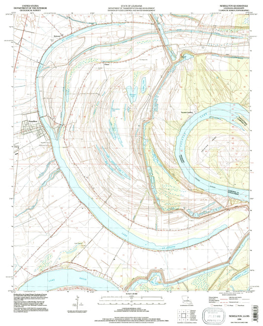 Classic USGS Newellton Louisiana 7.5'x7.5' Topo Map Image