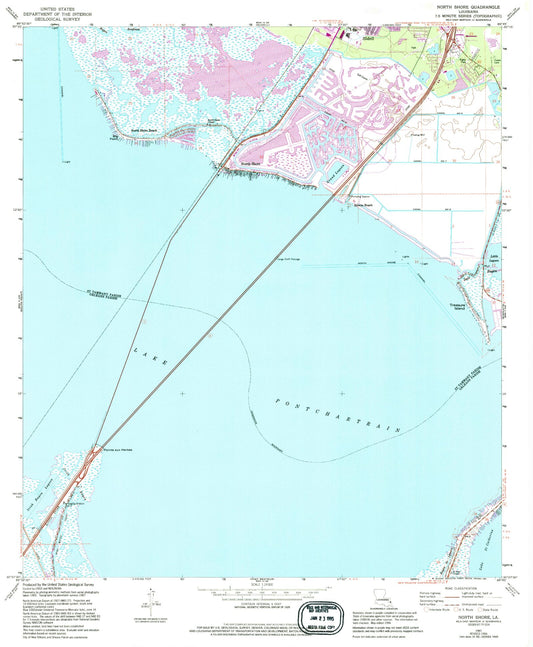 Classic USGS North Shore Louisiana 7.5'x7.5' Topo Map Image