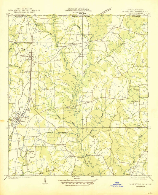 Classic USGS Wilson Louisiana 7.5'x7.5' Topo Map Image
