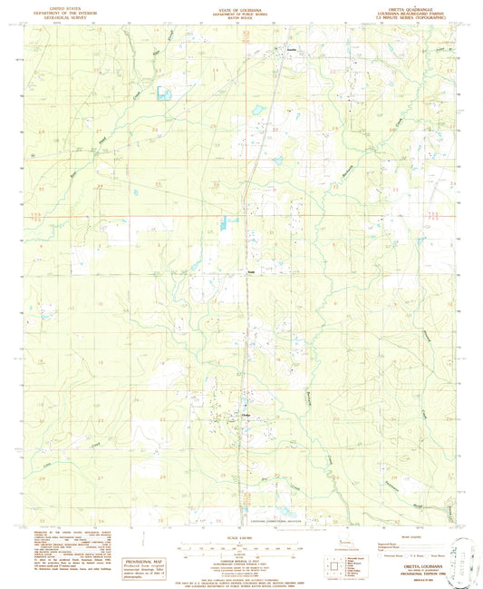 Classic USGS Oretta Louisiana 7.5'x7.5' Topo Map Image