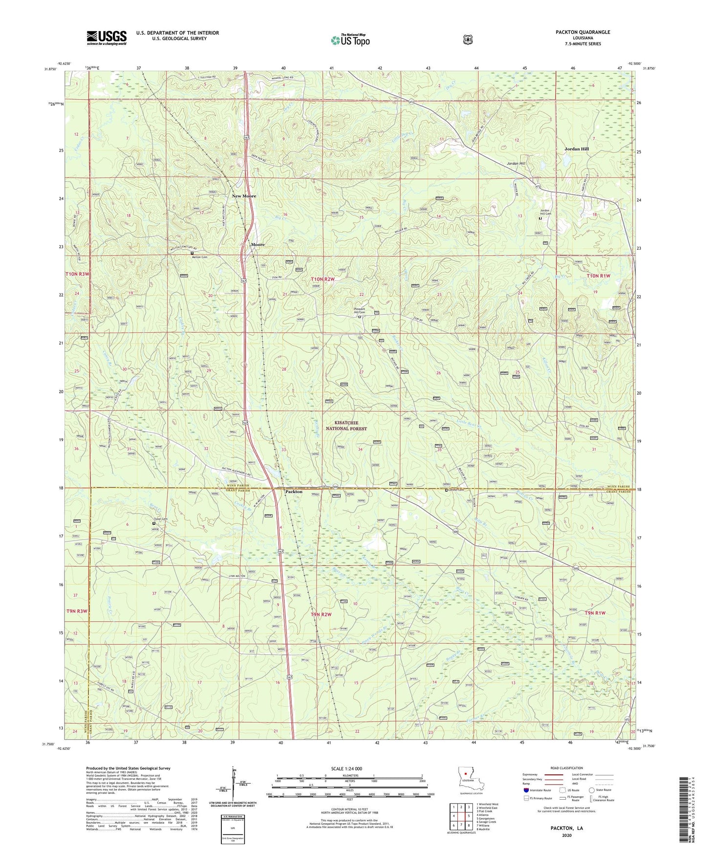Packton Louisiana US Topo Map Image