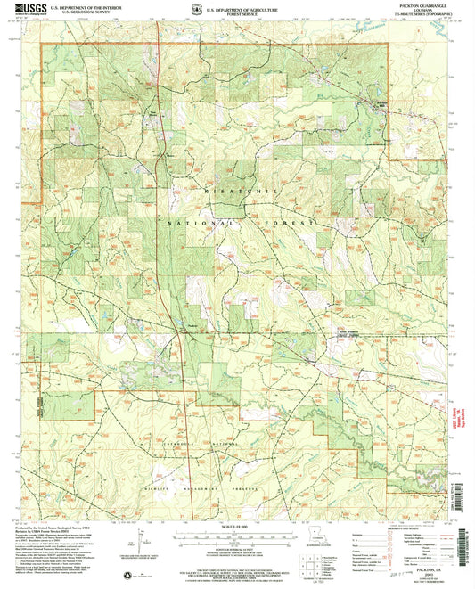 Classic USGS Packton Louisiana 7.5'x7.5' Topo Map Image