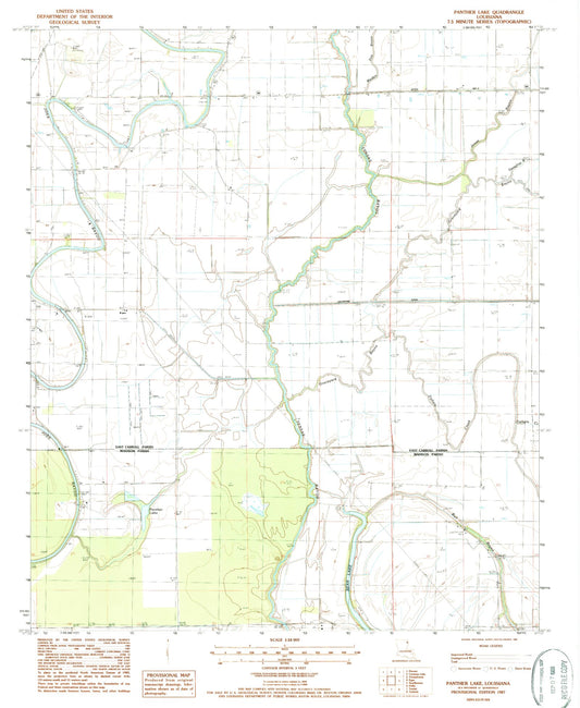 Classic USGS Panther Lake Louisiana 7.5'x7.5' Topo Map Image