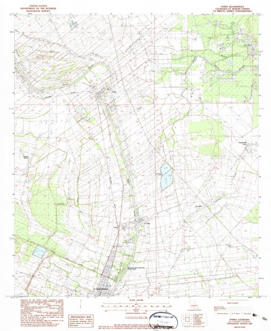 Classic USGS Parks Louisiana 7.5'x7.5' Topo Map Image