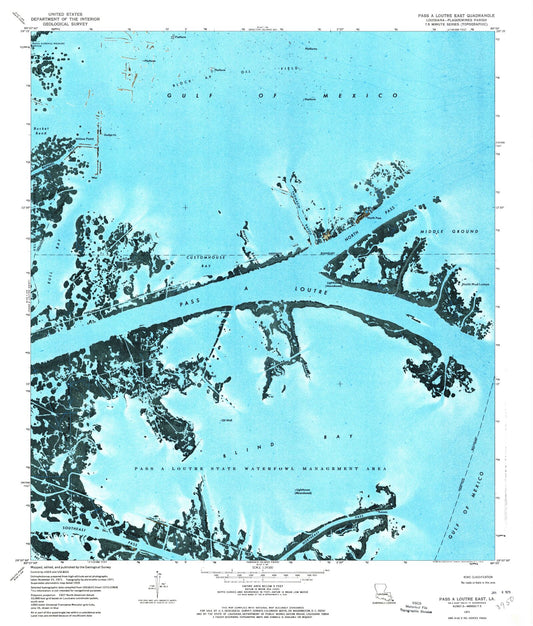 Classic USGS Pass a Loutre East Louisiana 7.5'x7.5' Topo Map Image