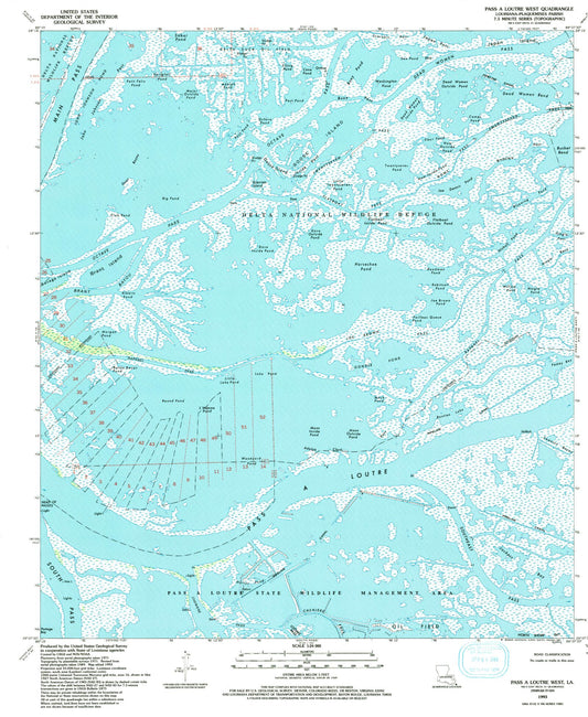 Classic USGS Pass a Loutre West Louisiana 7.5'x7.5' Topo Map Image