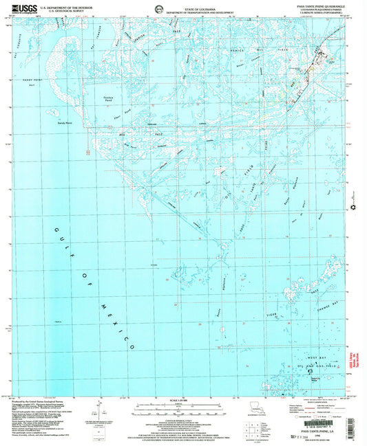 Classic USGS Pass Tante Phine Louisiana 7.5'x7.5' Topo Map Image