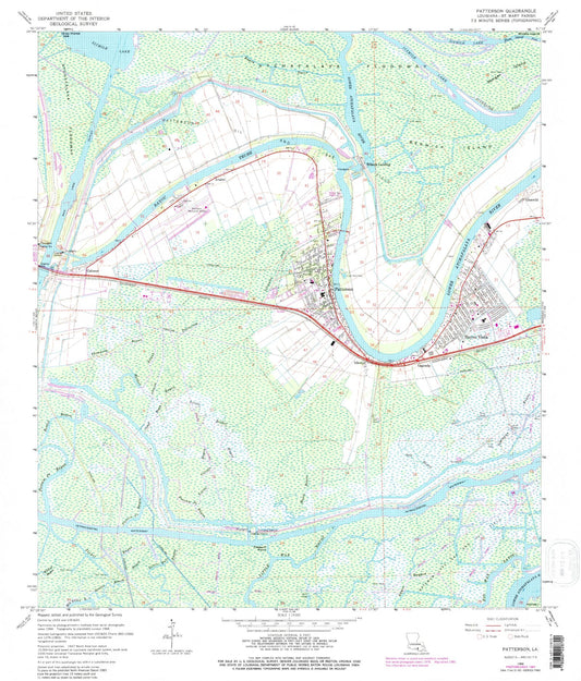 Classic USGS Patterson Louisiana 7.5'x7.5' Topo Map Image