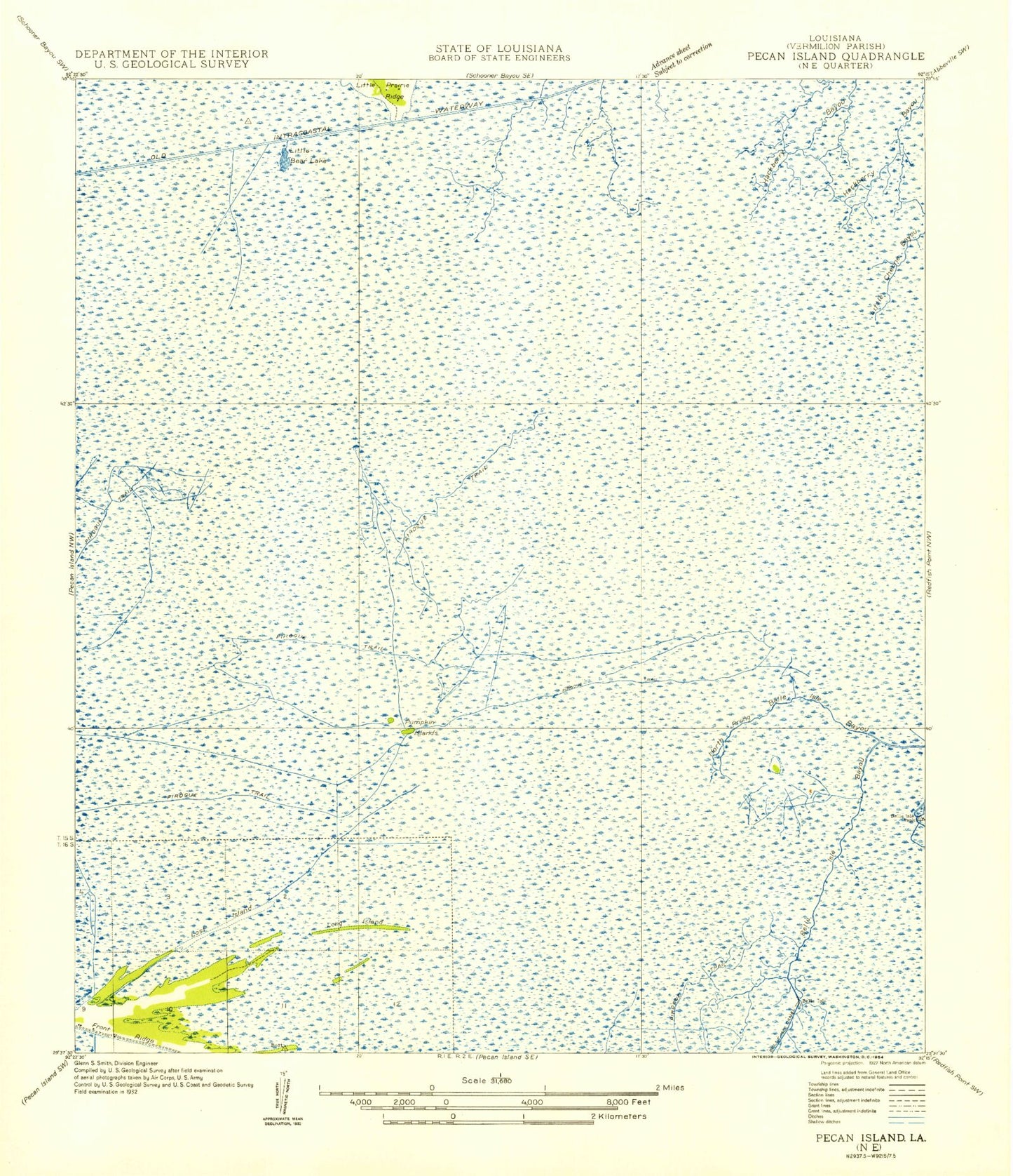 Classic USGS Pumpkin Islands Louisiana 7.5'x7.5' Topo Map Image