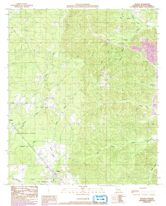 Classic USGS Pelican Louisiana 7.5'x7.5' Topo Map Image