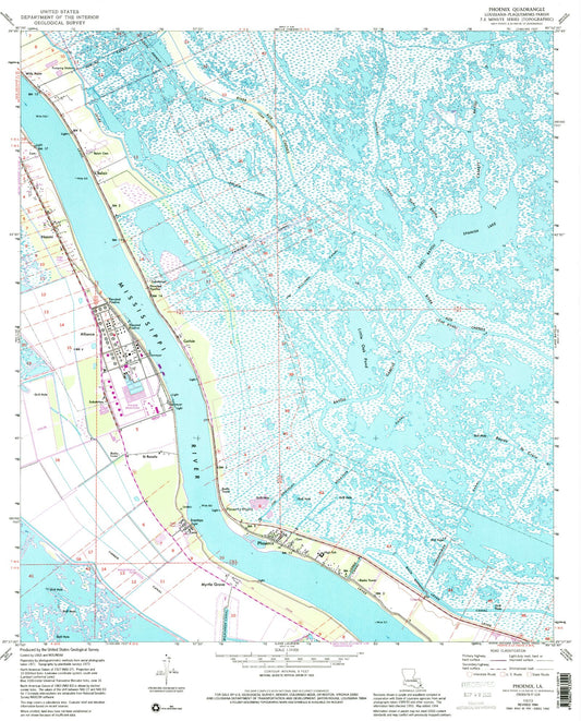 Classic USGS Phoenix Louisiana 7.5'x7.5' Topo Map Image