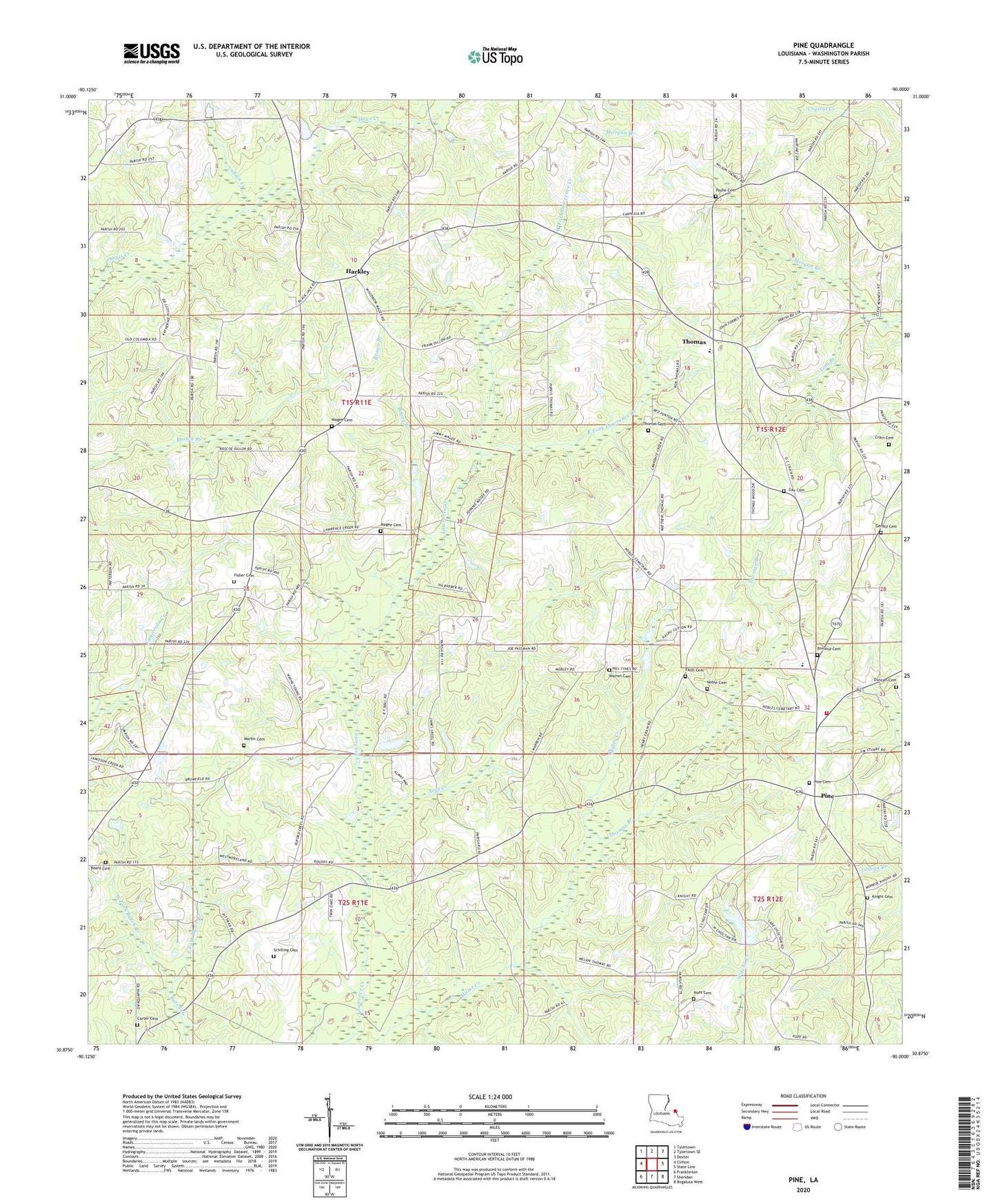 Pine Louisiana US Topo Map Image
