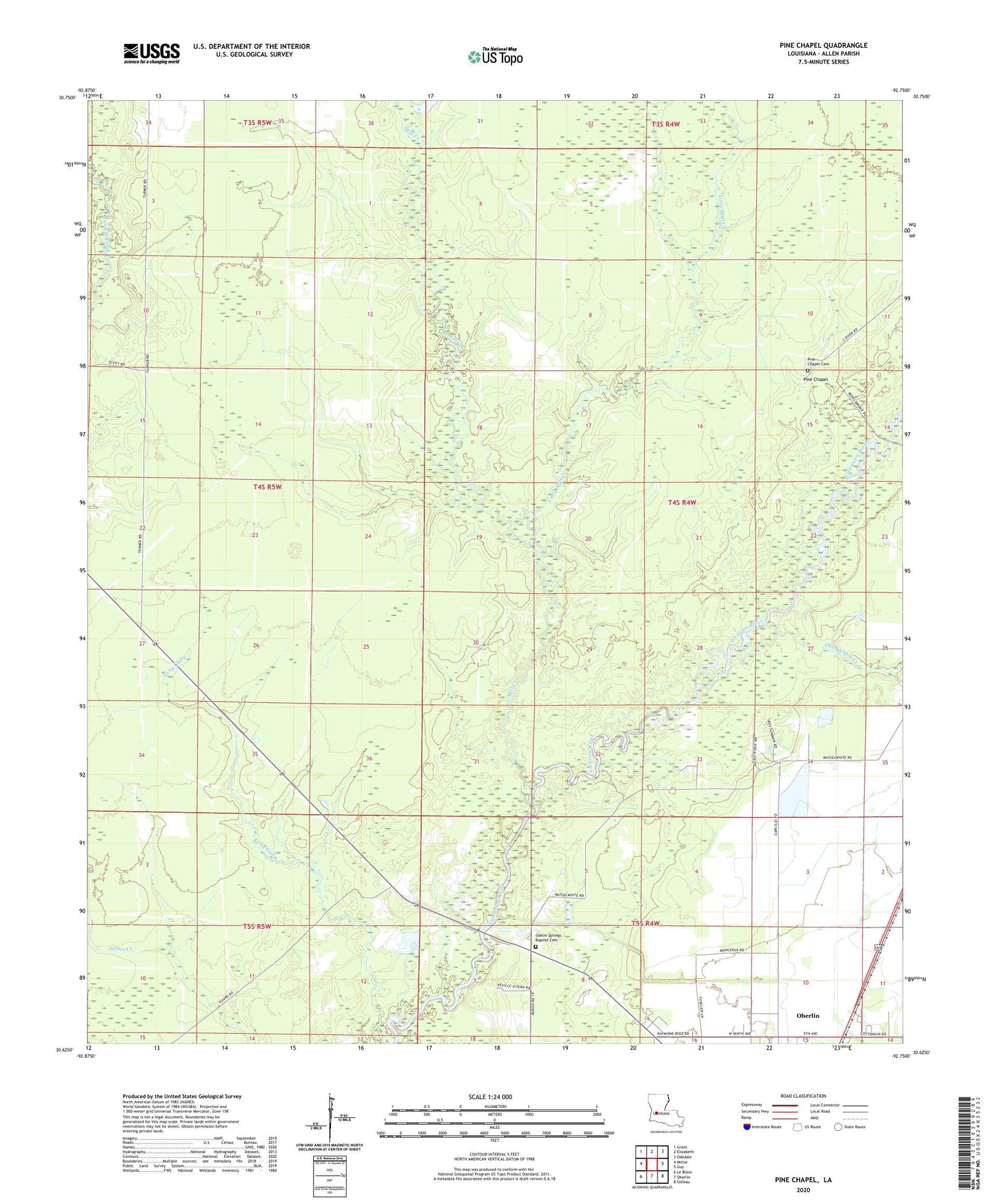 Pine Chapel Louisiana US Topo Map Image