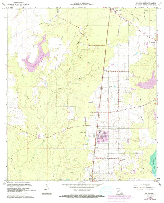 Classic USGS Pine Prairie Louisiana 7.5'x7.5' Topo Map Image