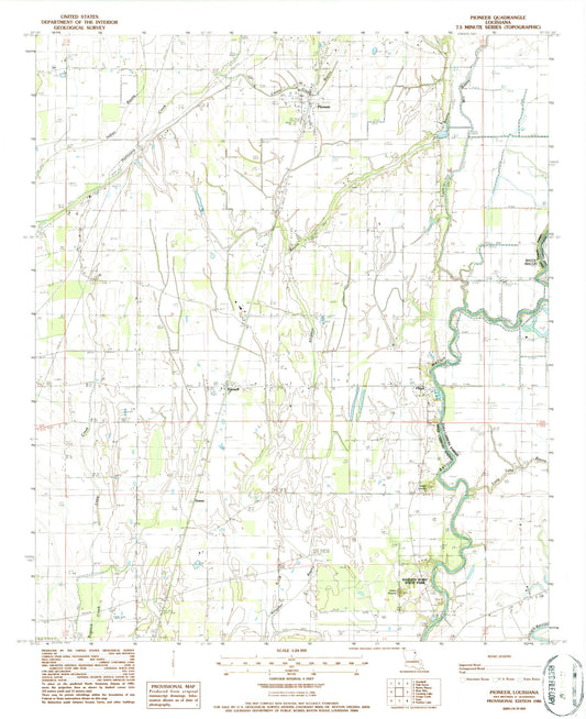 Classic USGS Pioneer Louisiana 7.5'x7.5' Topo Map Image