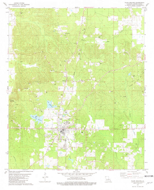 Classic USGS Plain Dealing Louisiana 7.5'x7.5' Topo Map Image
