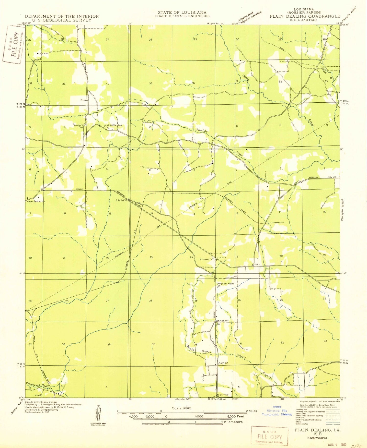 Classic USGS Ivan Louisiana 7.5'x7.5' Topo Map Image