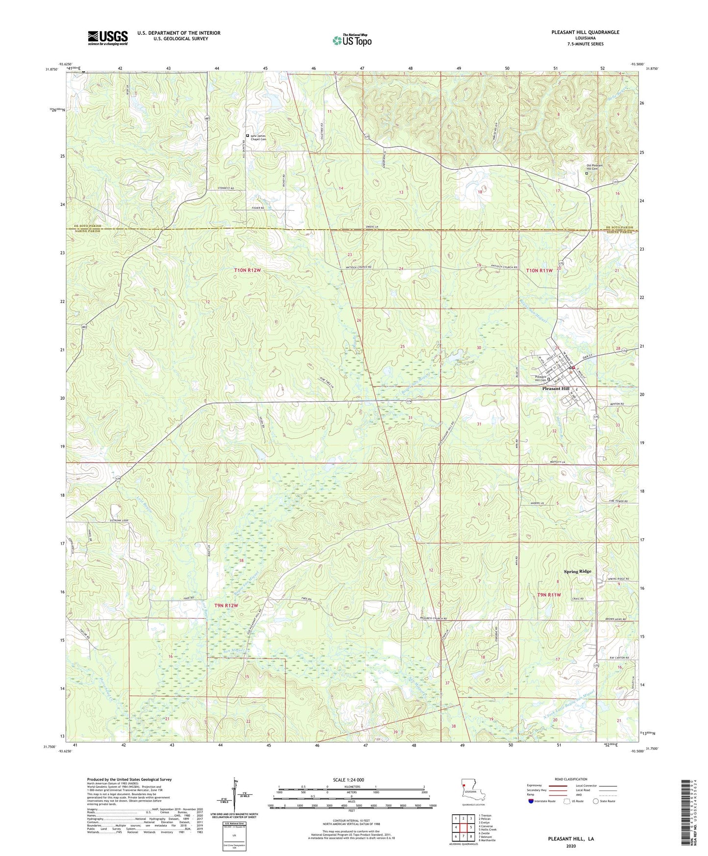 Pleasant Hill Louisiana US Topo Map Image