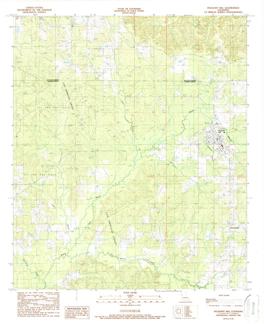 Classic USGS Pleasant Hill Louisiana 7.5'x7.5' Topo Map Image