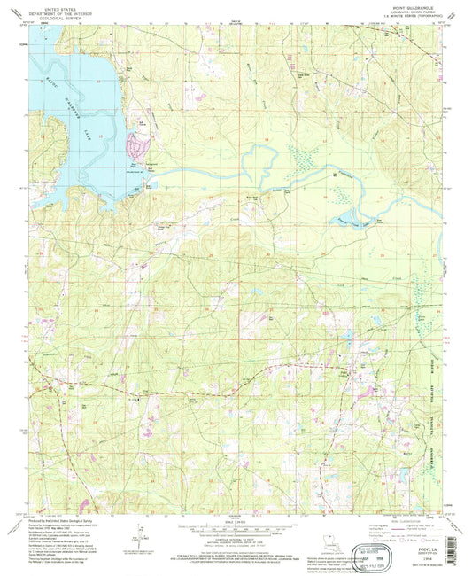 Classic USGS Point Louisiana 7.5'x7.5' Topo Map Image