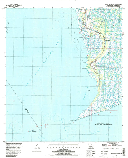 Classic USGS Point Chevreuil Louisiana 7.5'x7.5' Topo Map Image