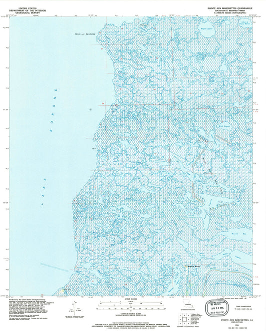 Classic USGS Pointe aux Marchettes Louisiana 7.5'x7.5' Topo Map Image