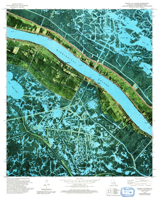 Classic USGS Pointe a la Hache Louisiana 7.5'x7.5' Topo Map Image
