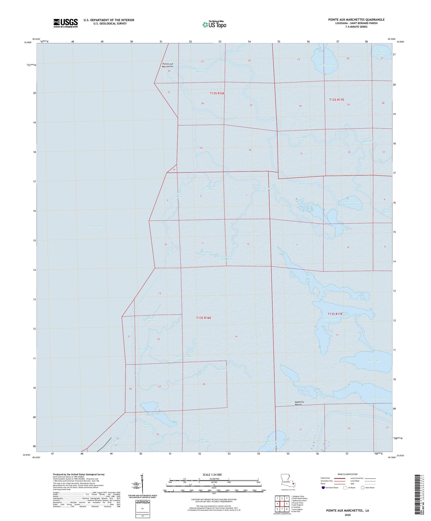 Pointe aux Marchettes Louisiana US Topo Map Image