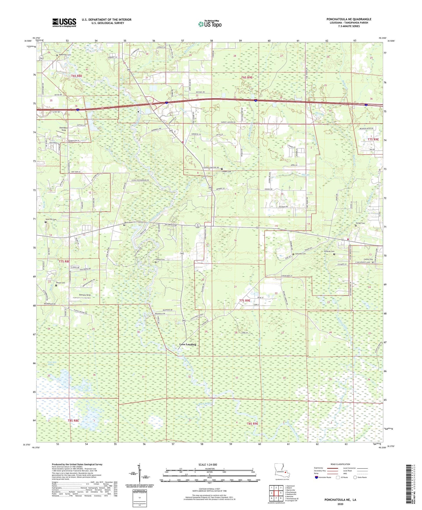 Ponchatoula NE Louisiana US Topo Map Image