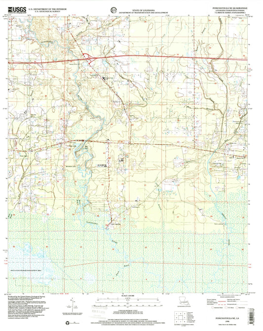 Classic USGS Ponchatoula NE Louisiana 7.5'x7.5' Topo Map Image