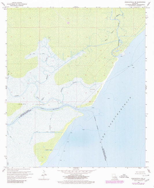 Classic USGS Ponchatoula SE Louisiana 7.5'x7.5' Topo Map Image