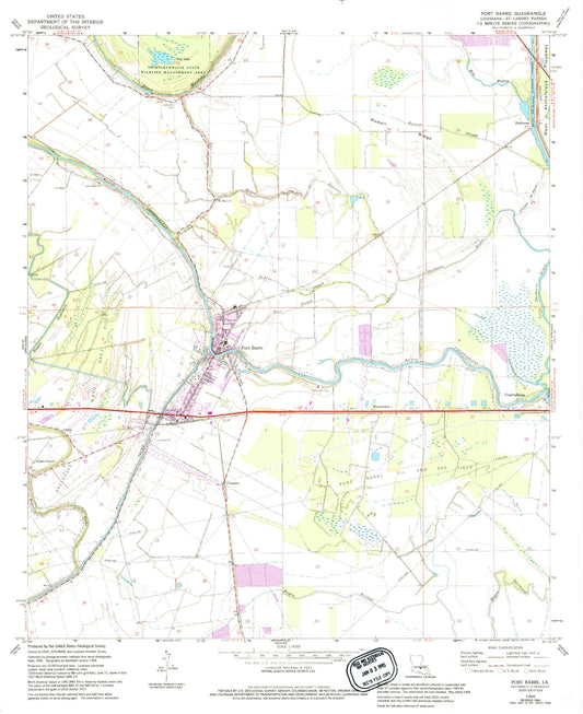 Classic USGS Port Barre Louisiana 7.5'x7.5' Topo Map Image
