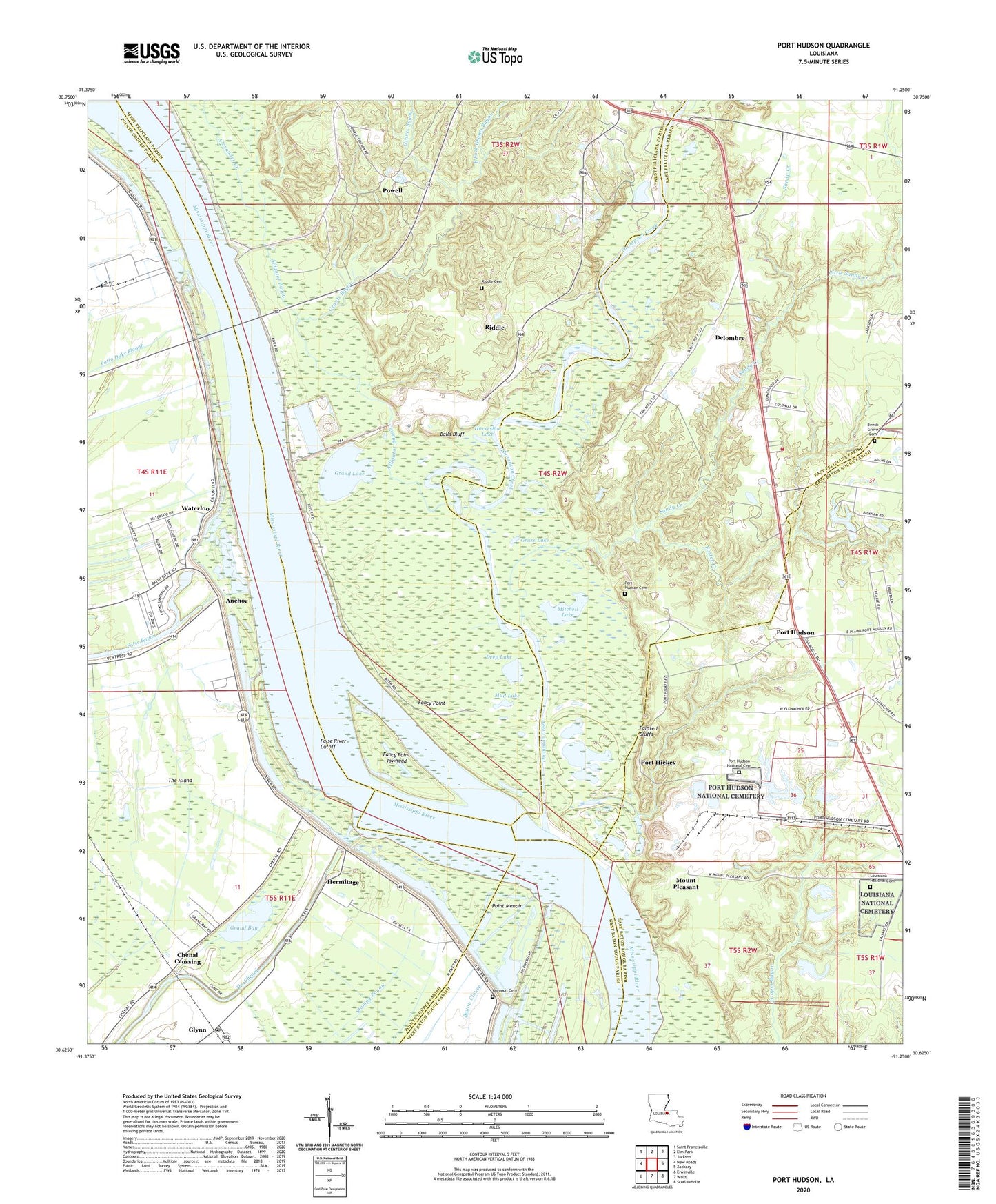Port Hudson Louisiana US Topo Map Image