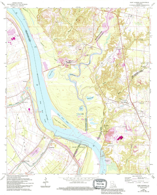 Classic USGS Port Hudson Louisiana 7.5'x7.5' Topo Map Image
