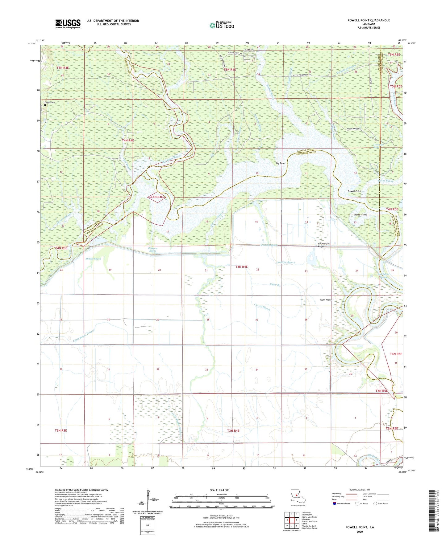 Powell Point Louisiana US Topo Map Image