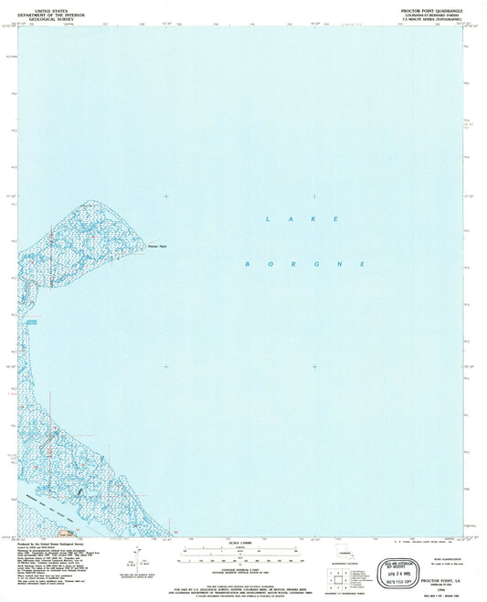 Classic USGS Proctor Point Louisiana 7.5'x7.5' Topo Map Image