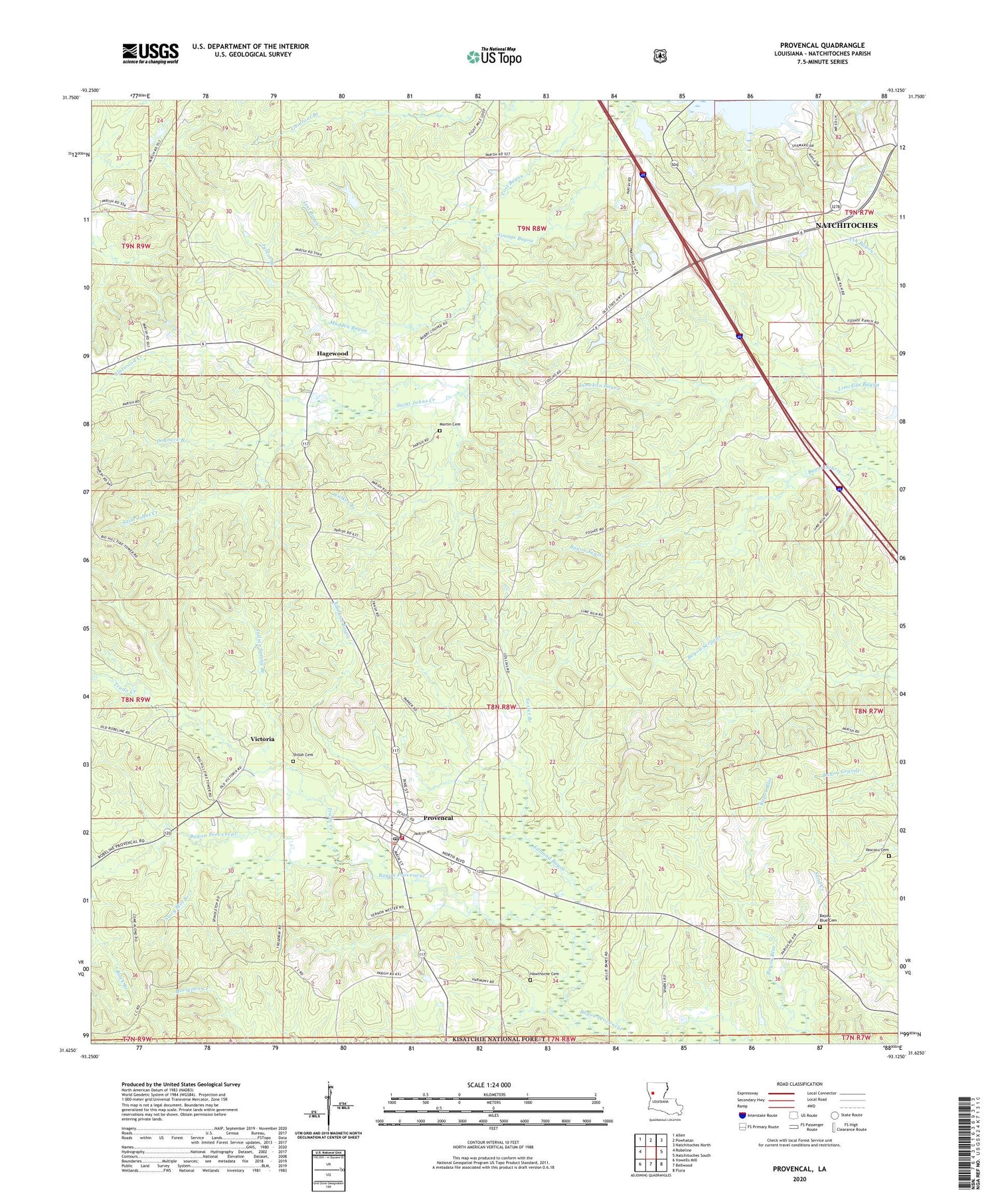Provencal Louisiana US Topo Map Image