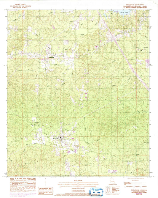 Classic USGS Provencal Louisiana 7.5'x7.5' Topo Map Image